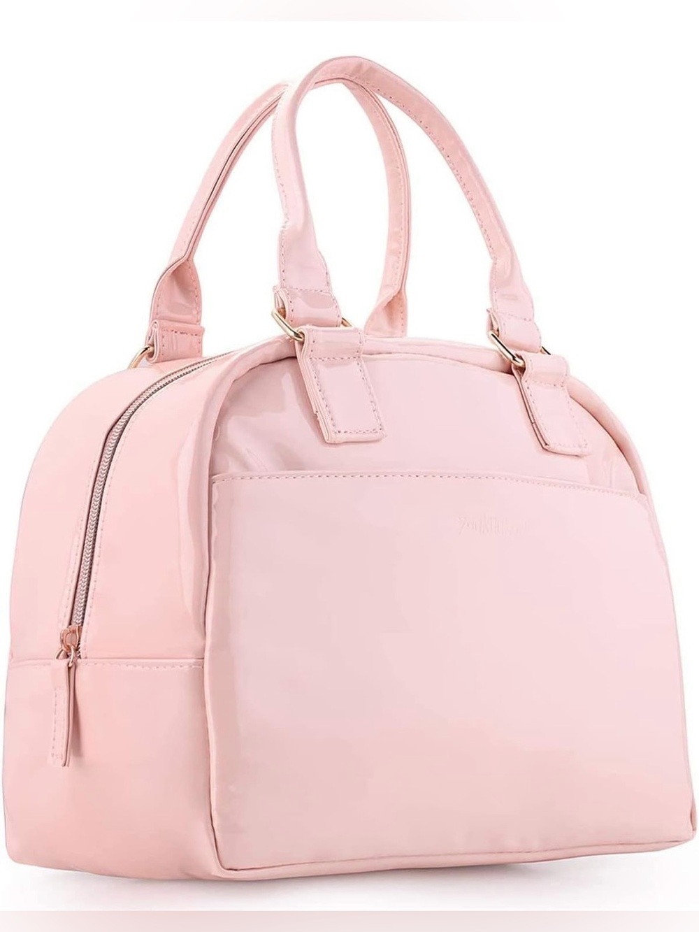 Yookee Home Faux Leather Classic Dome Insulated Tote Lunch Bag in Light Pink